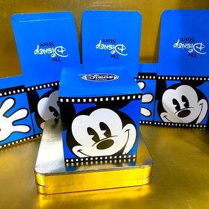 DISNEY STORE VTG 90’s MICKEY REEL FOLDING GIFT BOX BUNDLE OF 4 SIZE 6”x6…